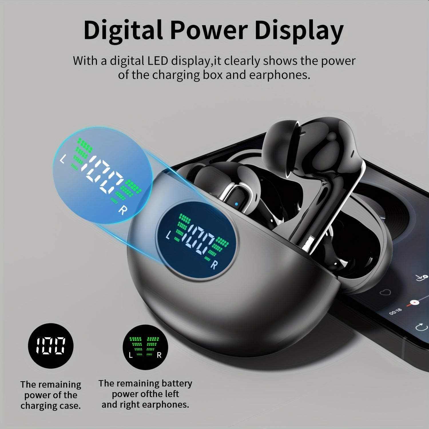 Bluetooth Earphones, Bluetooth Earbuds, In Ear Earphones, Wireless Earphones, with LED Power Display Charging Case, Bluetooth 5.4 Earphones, True Wireless Bluetooth Earphones, Playback Time Of 40 Hours, Wireless Noise Cancell