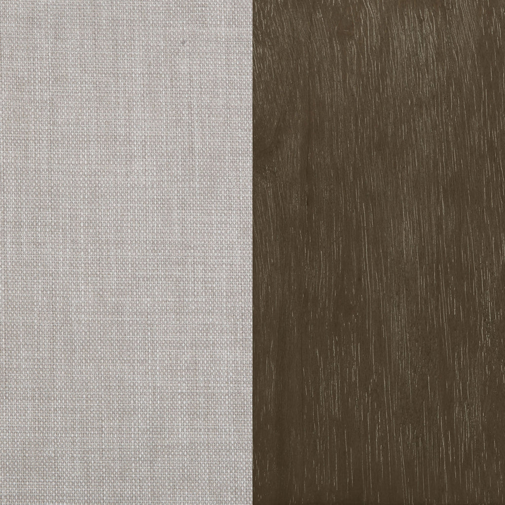 Beige and Natural Removable Back Accent Chair with Faux Linen Fabric and Wood Frame