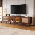 Rattan TV Stand with 3 Cabinets and 2 Drawers
