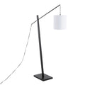 Arturo Contemporary Floor Lamp in Black Wood and Black Steel with White Fabric Shade