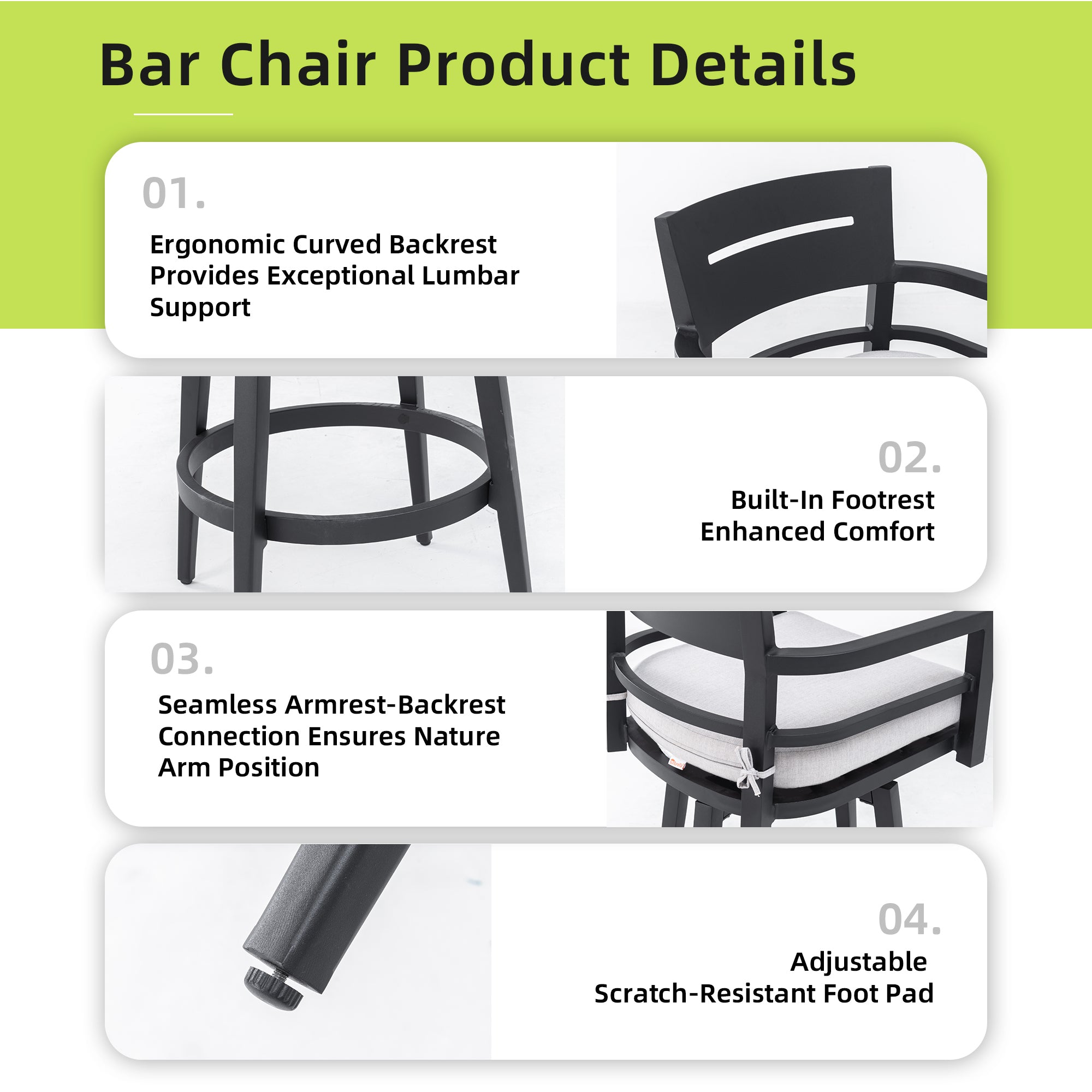 Modern Outdoor Swivel Bar Chairs Set of 2