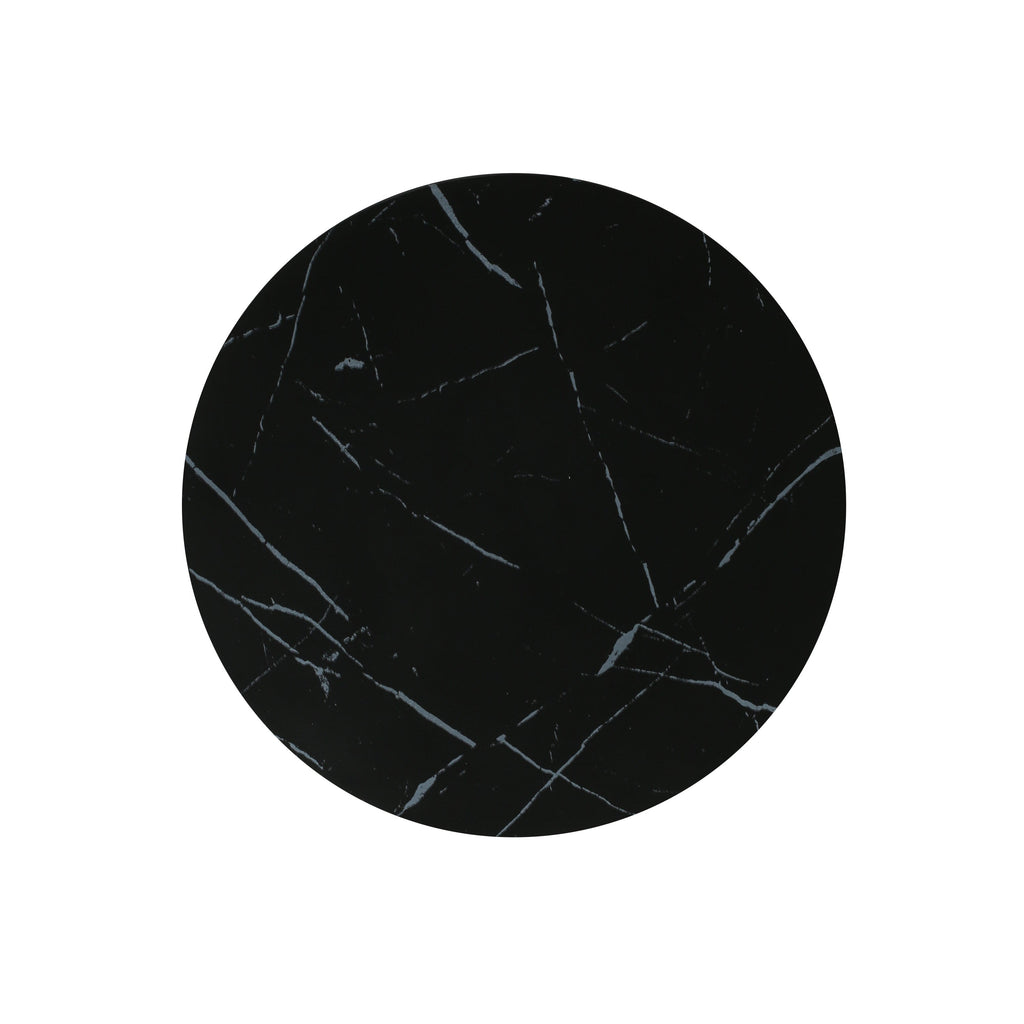 Contemporary Outdoor Lightweight Concrete MGO Side/End Table with Black Marble Finish