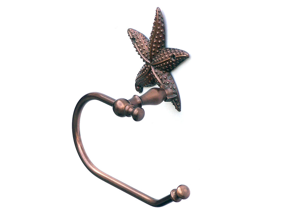 Antique Copper Starfish Hand Towel Holder 10""