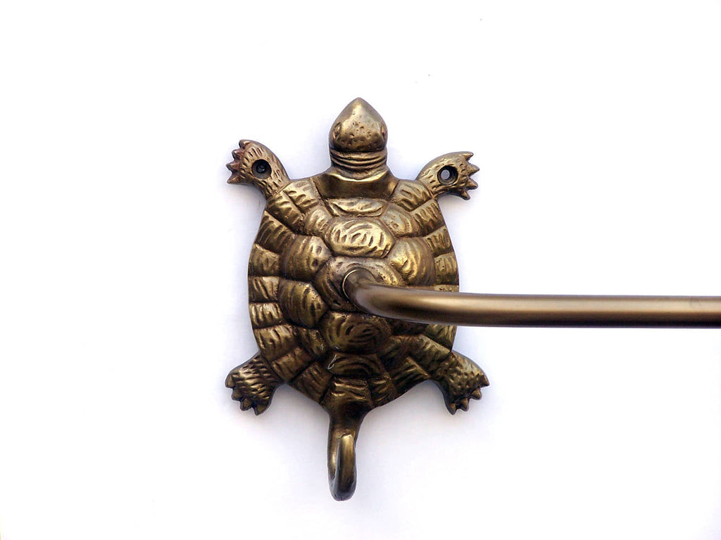 Antique Brass Turtle Bath Towel Holder 28""