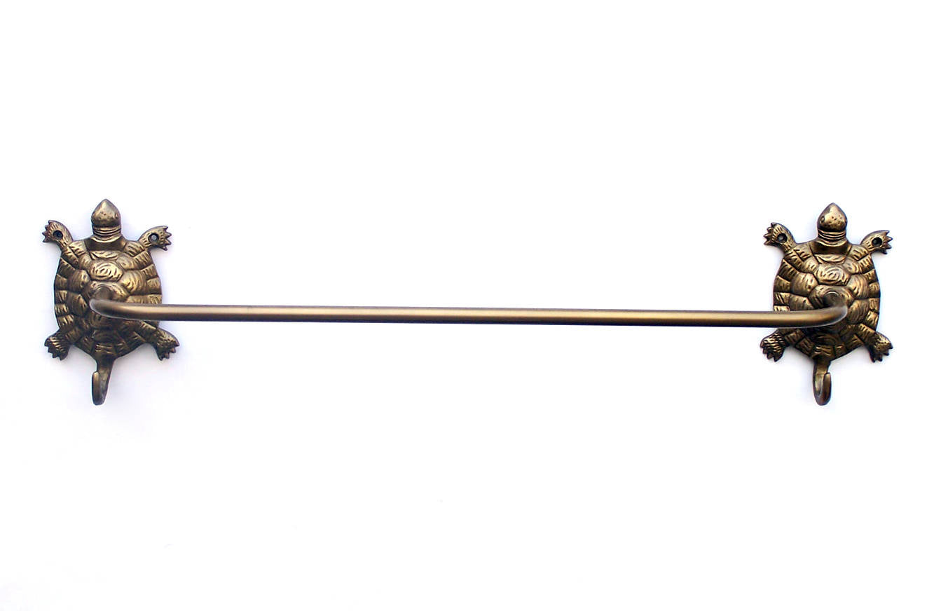 Antique Brass Turtle Bath Towel Holder 28""