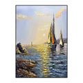 Sea Boat Handmade Painting Artwork Oil Paintings Living Room Canvas Modern Pictures Landscape Wall Art Home Living Room Decor No Framed