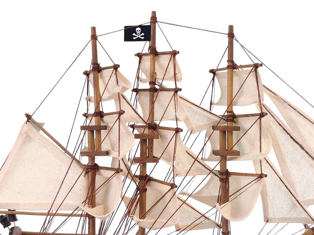 Wooden Captain Kidd's Black Falcon White Sails Limited Model Pirate Ship 15""