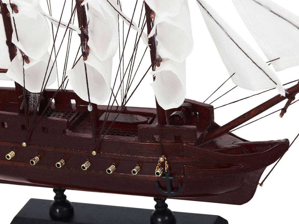 Wooden Black Pearl with White Sails Model Pirate Ship 12""