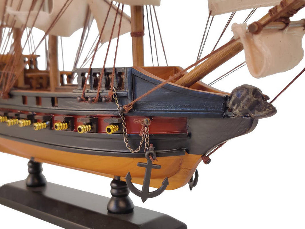 Wooden Black Pearl White Sails Limited Model Pirate Ship 15""