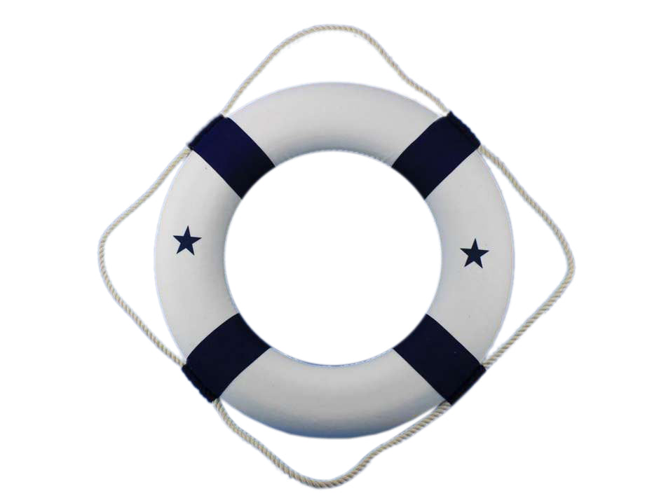 Classic White Decorative Lifering with Blue Bands 20""