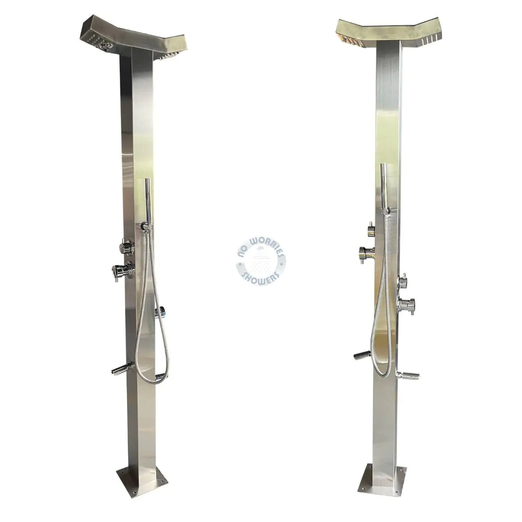 No Worries Showers Bondi Double Head 316L Stainless Steel Outdoor Pool Shower
