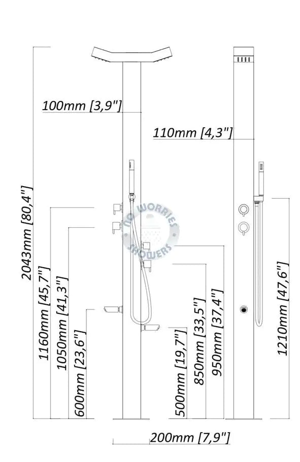 No Worries Showers Bondi Double Head 316L Stainless Steel Outdoor Pool Shower