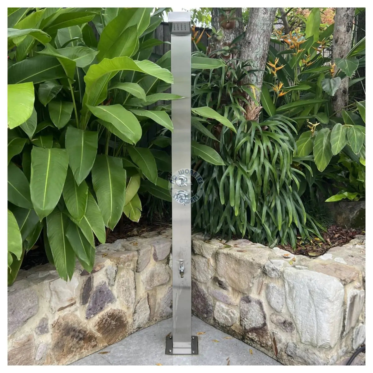No Worries Showers Bondi Silver 316L Marine Grade Stainless Steel Outdoor Indoor Pool Shower Rinse-Off Shower