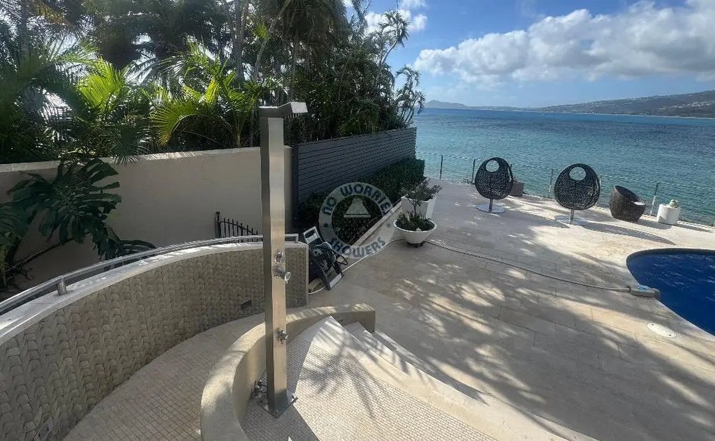 No Worries Showers Bondi Silver 316L Marine Grade Stainless Steel Outdoor Indoor Pool Shower Rinse-Off Shower