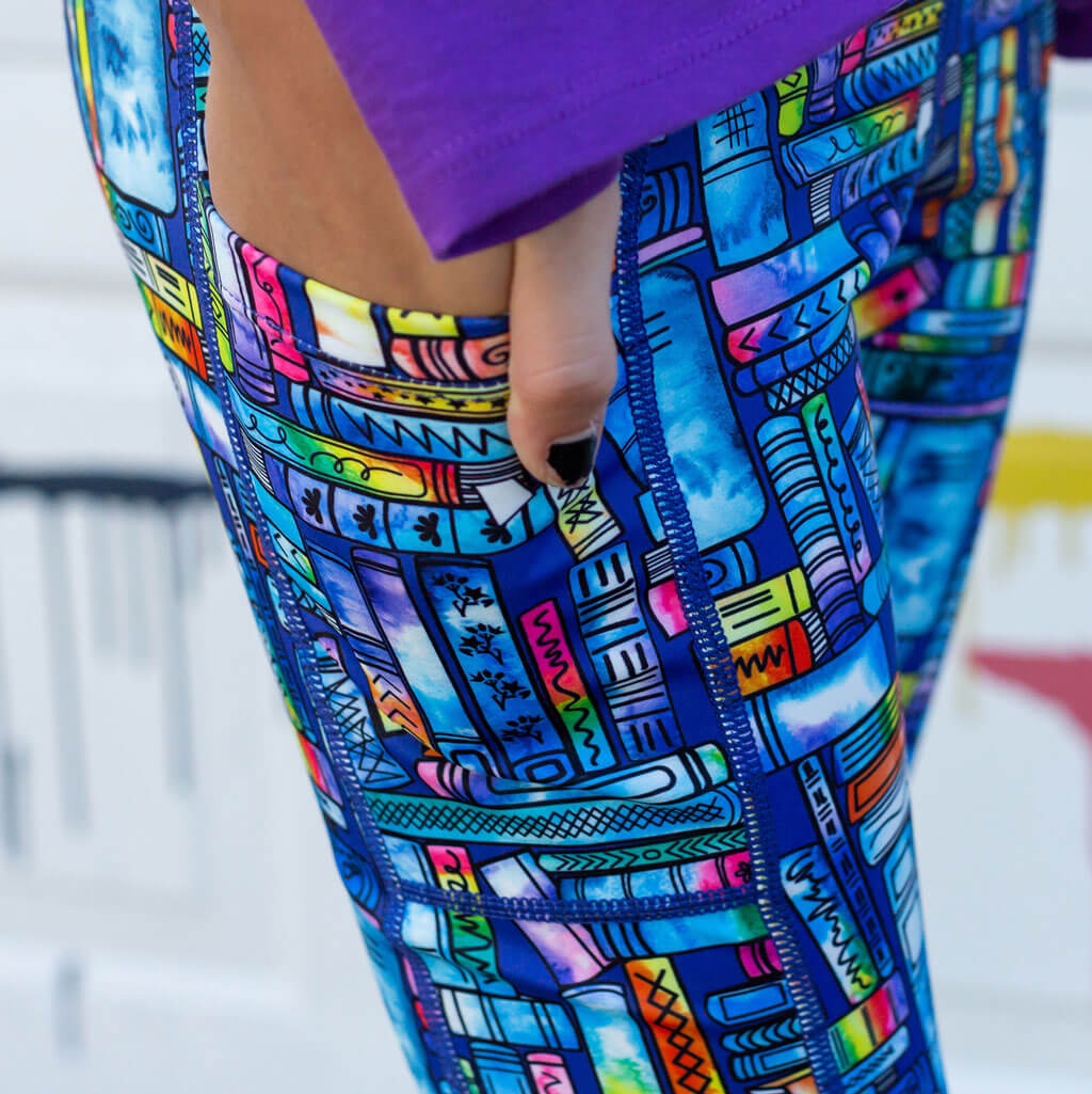"Lost in the Stacks" Books Leggings with Pockets