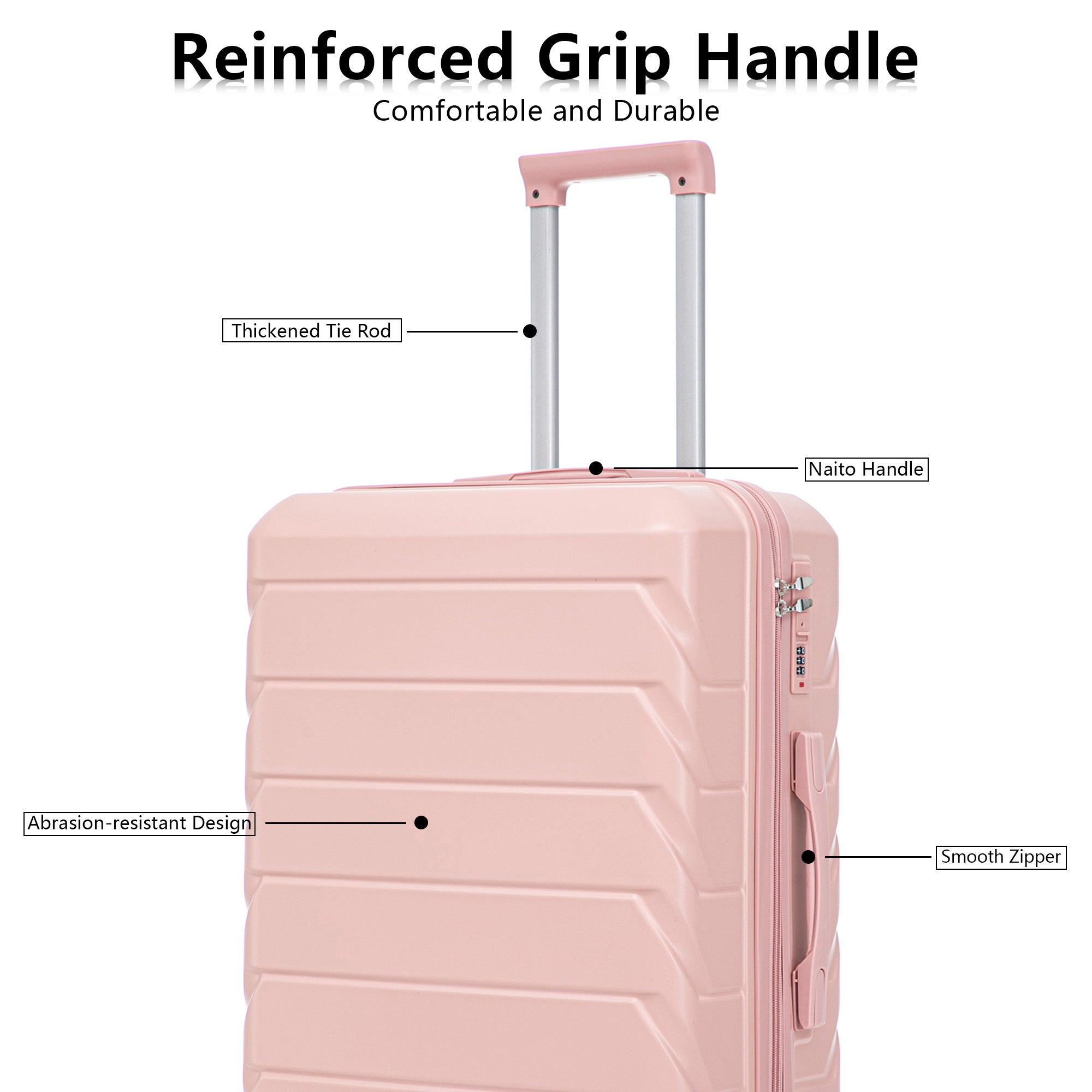 Set 3PCs 20'/24'/28' ABS Spinner Wheel Luggage - Pink
