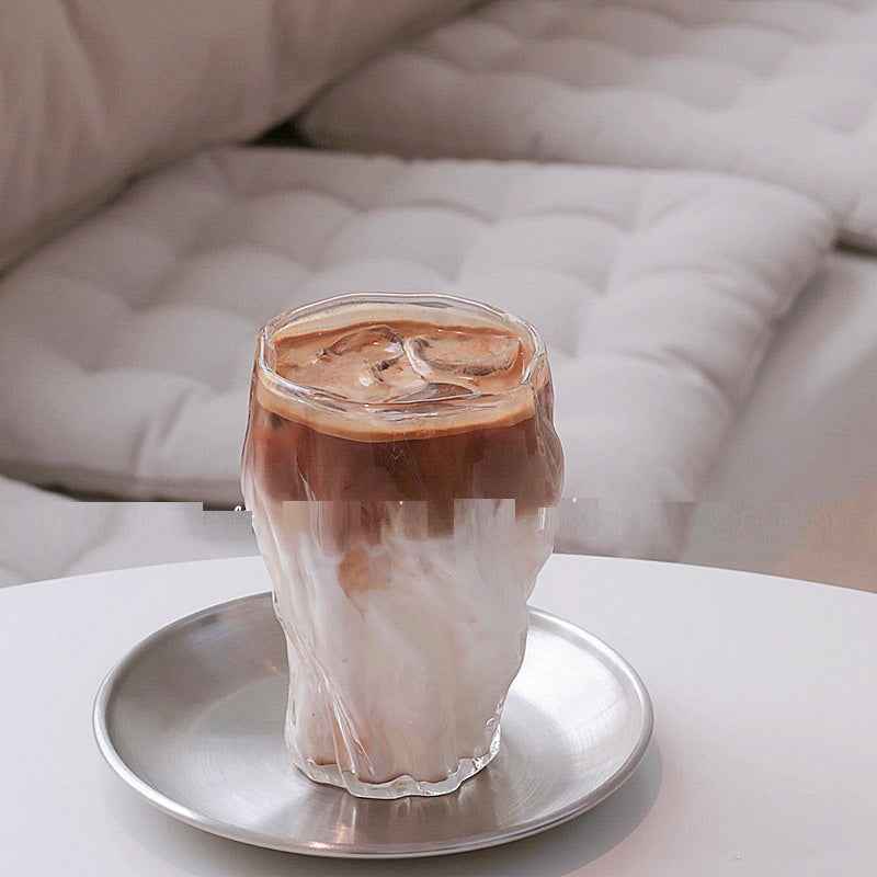Small Group Hand Blown Irregular Design Pleated Glass Water Cup