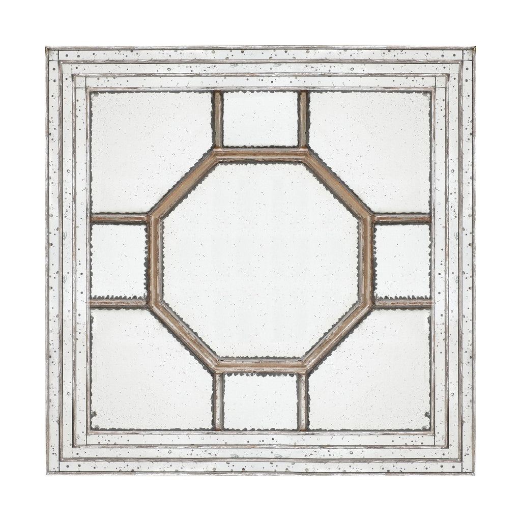 Antique Style Decorative Square Wall Mirror with Mirrored Frame