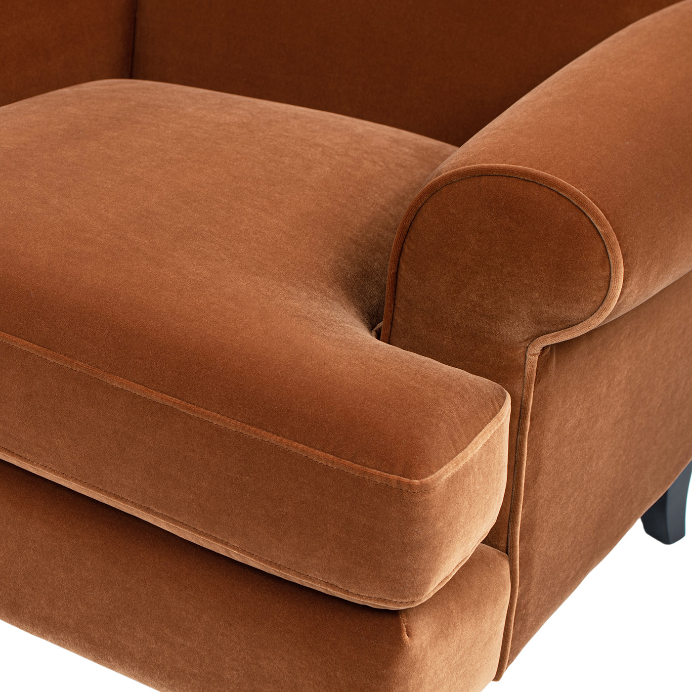 Alana 38' Lawson Accent Arm Chair Metal Casters, Burnt Orange Performance Velvet