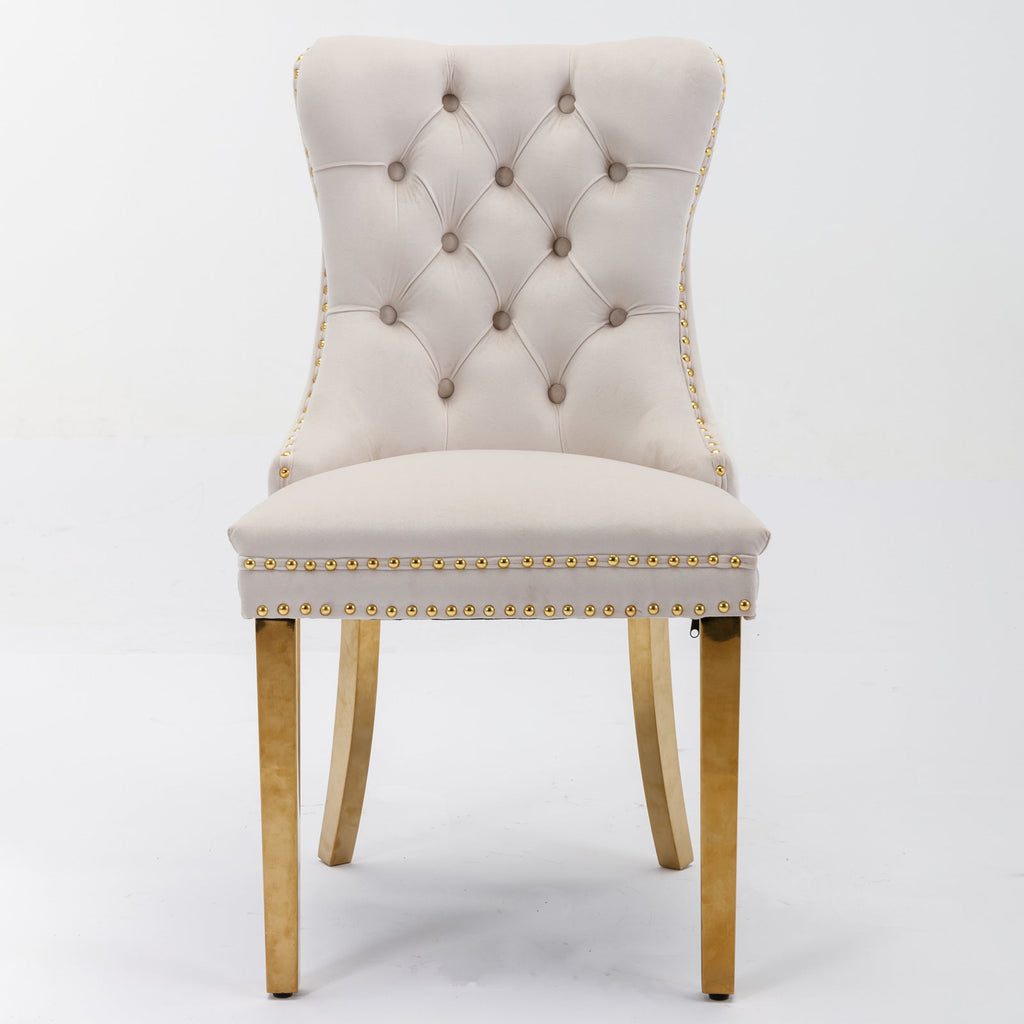 Nikki Collection Modern Tufted Velvet Upholstered Dining Chairs - Set of 2