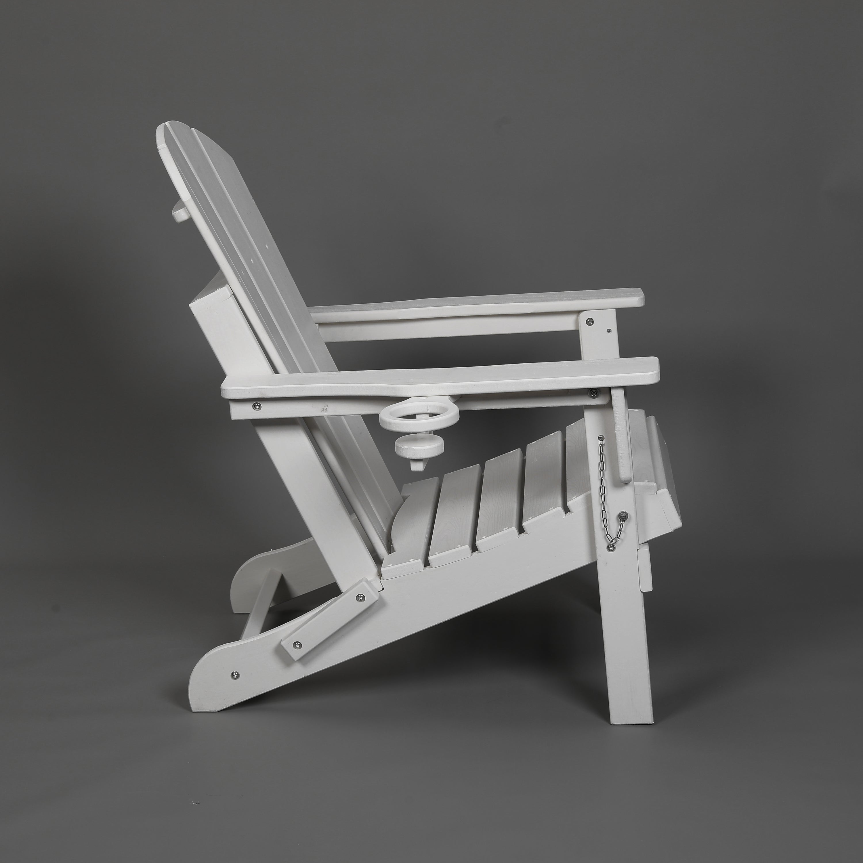 Folding Adirondack Chair with Dual Cup Holder - White