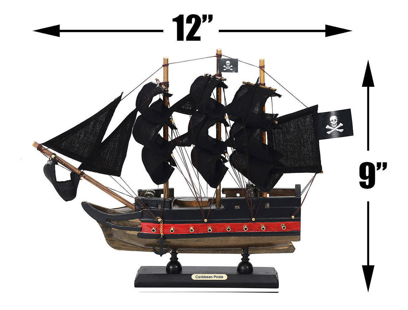 Wooden Caribbean Pirate Black Sails Limited Model Pirate Ship 12""