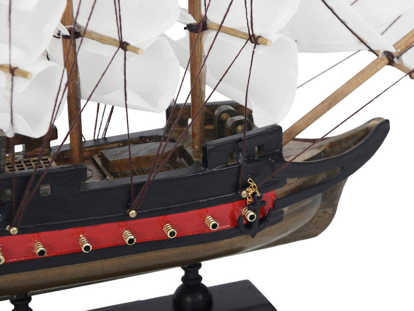 Wooden Caribbean Pirate White Sails Limited Model Pirate Ship 12""
