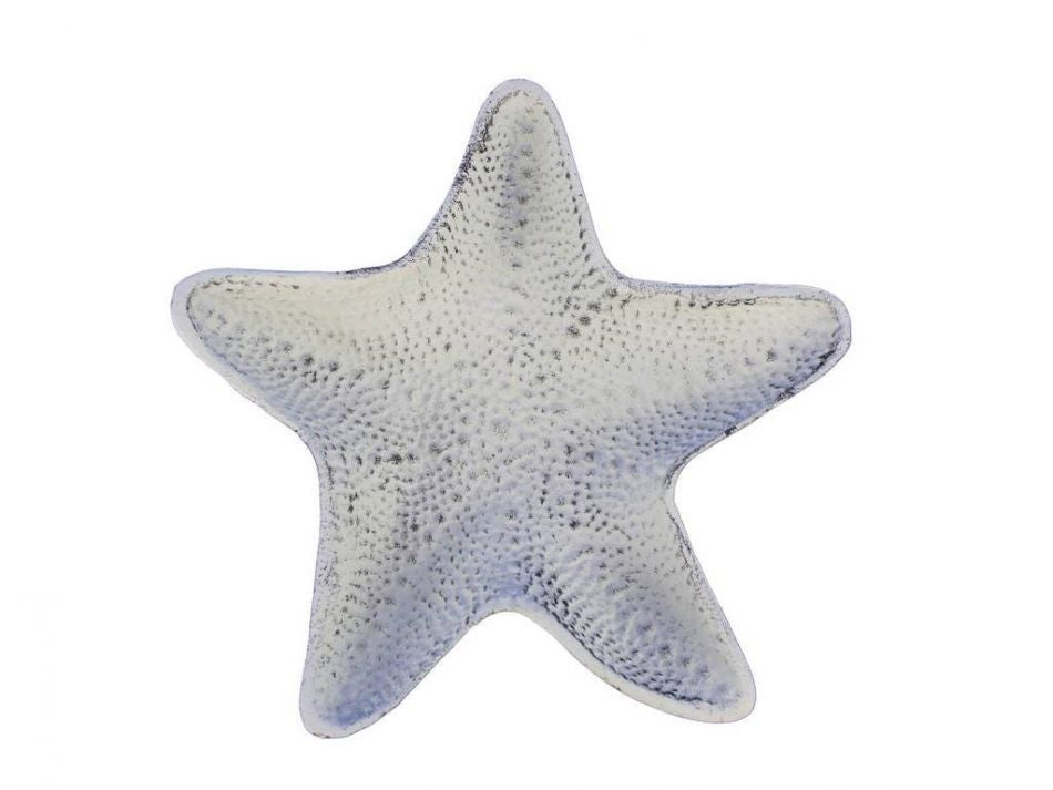 Whitewashed Cast Iron Starfish Decorative Bowl 8""