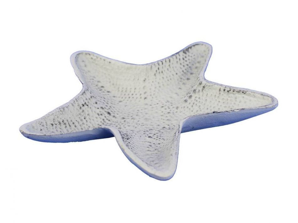 Whitewashed Cast Iron Starfish Decorative Bowl 8""