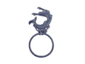 Rustic Dark Blue Cast Iron Arching Mermaid Towel Holder 9""