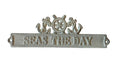Whitewashed Cast Iron Seas the Day Sign with Ship Wheel and Anchors 9""