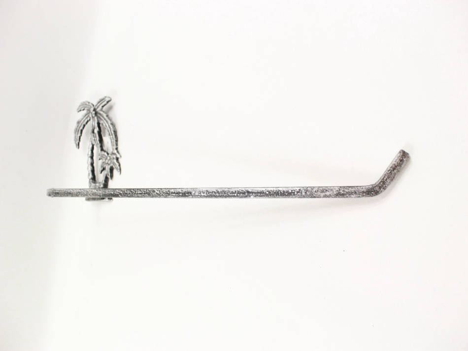 Rustic Silver Cast Iron Palm Tree Wall Mounted Paper Towel Holder 17""