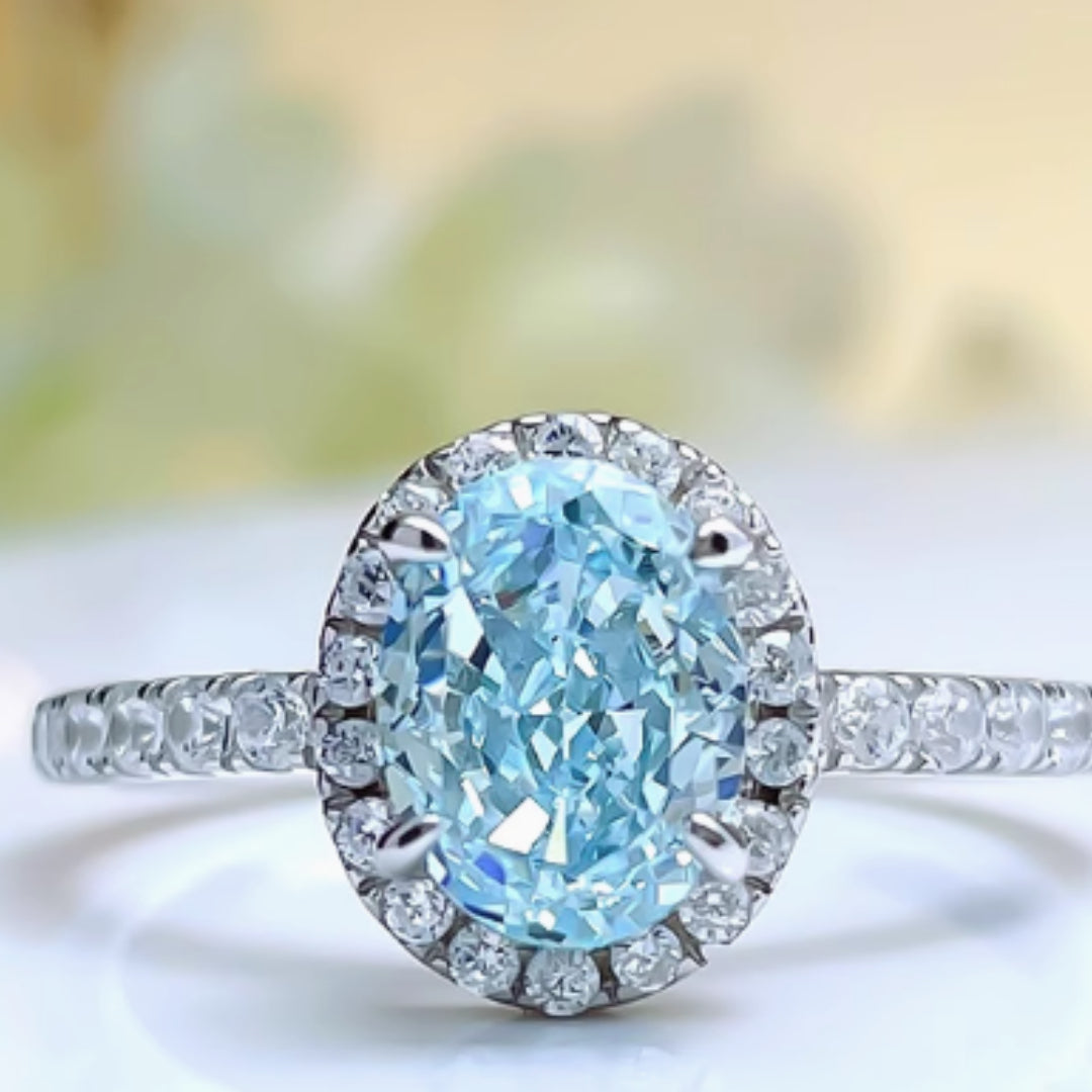 1.5 Carat Fresh Navy Blue Treasure Ring, Light Luxury And Niche