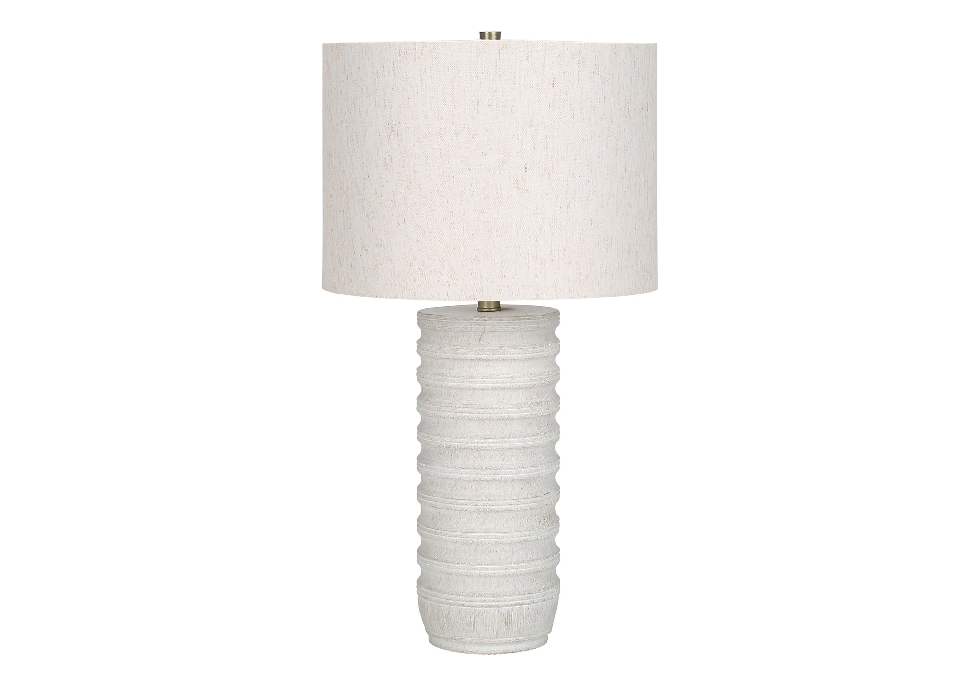 28"h Cream Resin Table Lamp with Ivory Linen Shade