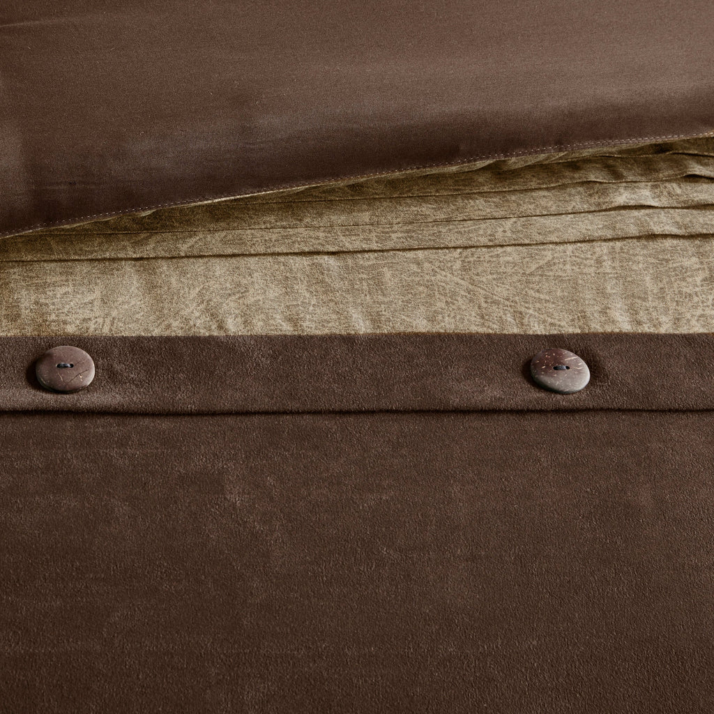 7 Piece Faux Suede Comforter Set Brown Queen