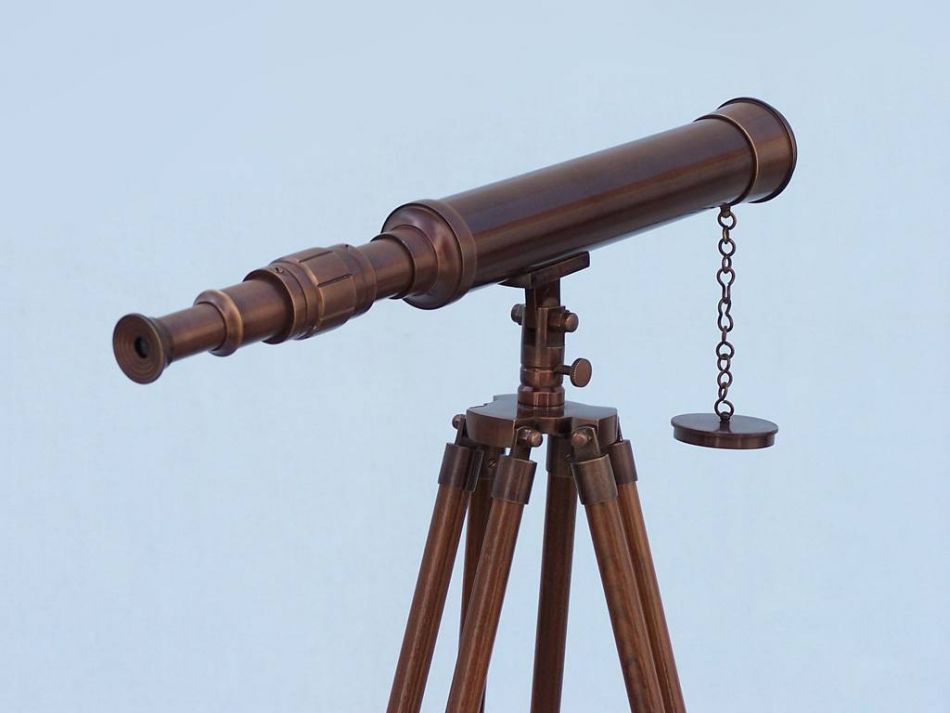Floor Standing Antique Copper Harbor Master Telescope 50""