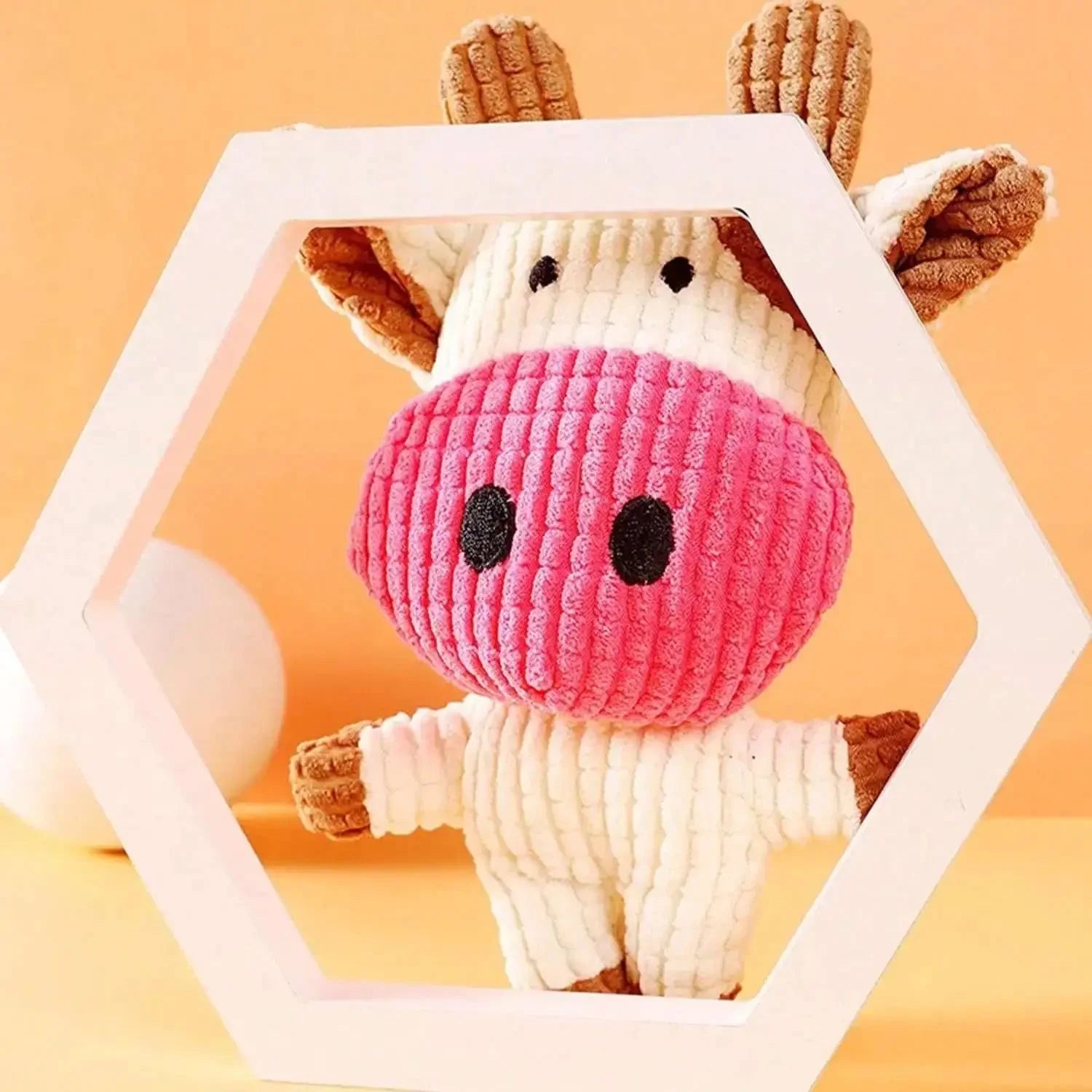 Corduroy Cow Plush Squeaky Dog Chew Toy