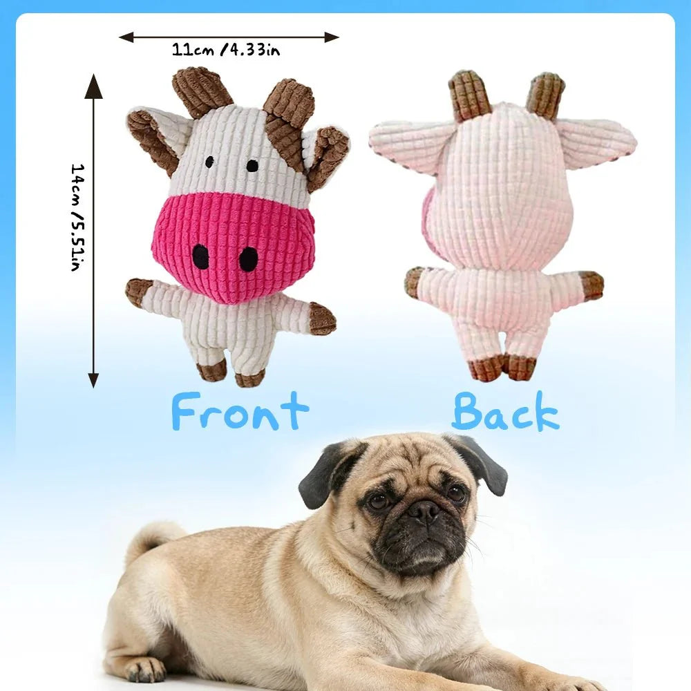 Corduroy Cow Plush Squeaky Dog Chew Toy
