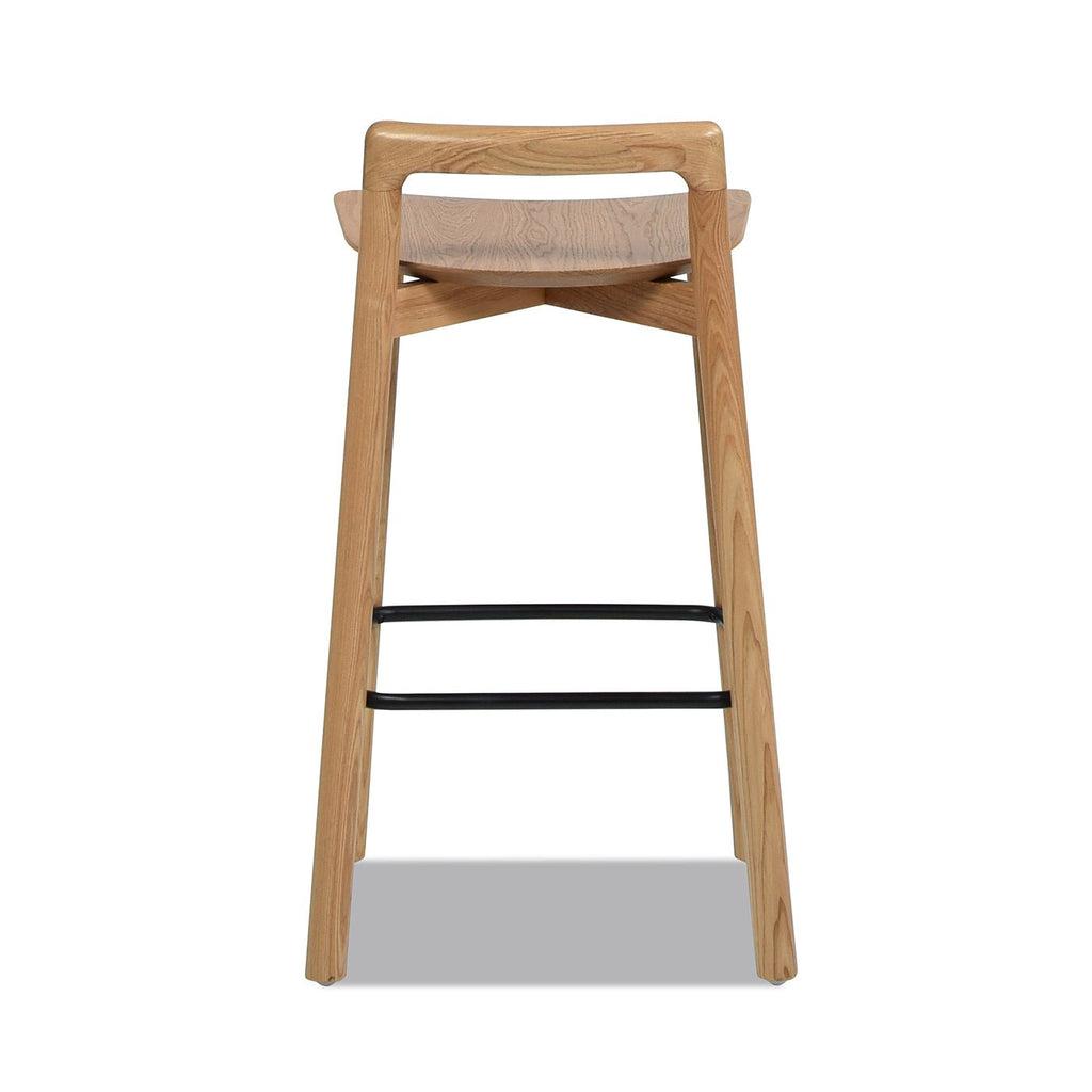 Counter Stool with Low Back and Black Iron Footrest
