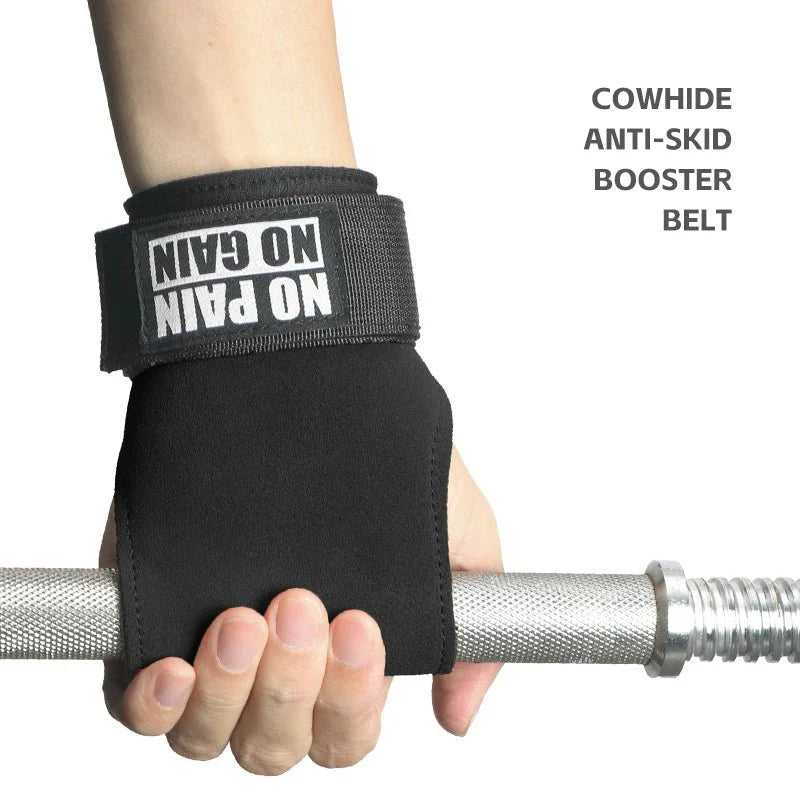 Cowhide Leather Gym Grip Gloves – Anti-Slip Palm Protection for Weightlifting & Crossfit