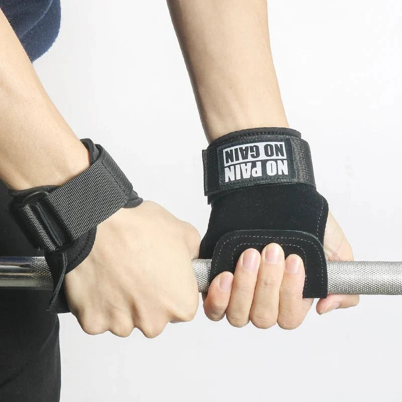 Cowhide Leather Gym Grip Gloves – Anti-Slip Palm Protection for Weightlifting & Crossfit