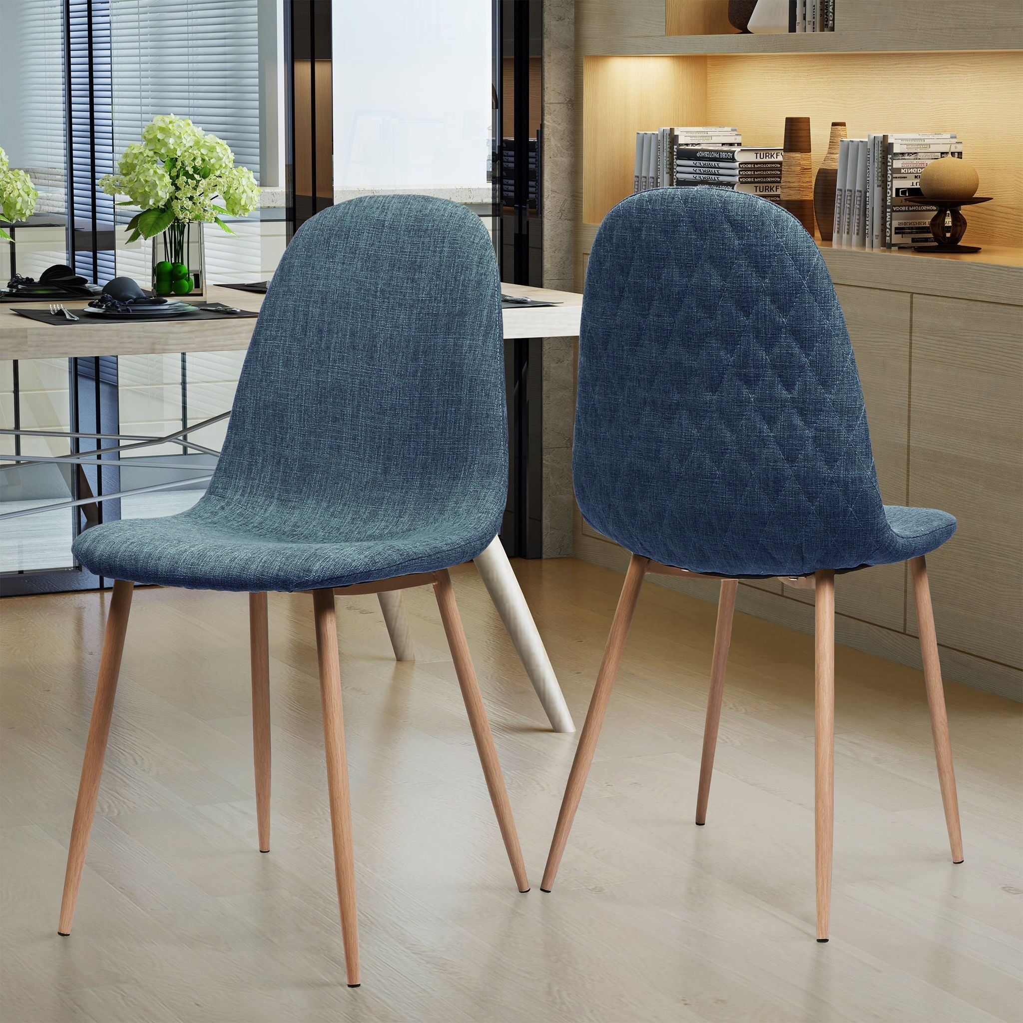 Elegant Dining Chair Set With Fabric Upholstery