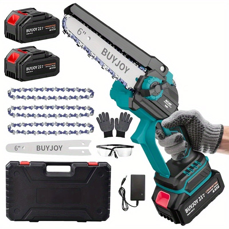 6-inch Cordless Lightweight Electric Landscaping Chainsaw w/ L-ion Battery, Chain And Fast Charger