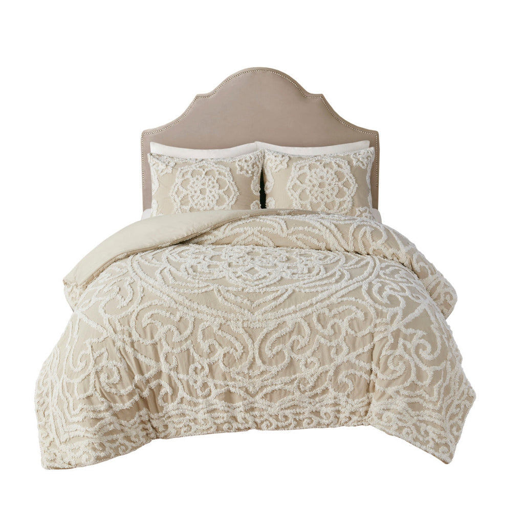 King/Cal King 3 Piece Tufted Cotton Duvet Cover Set