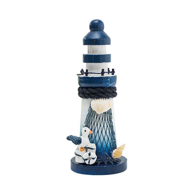 Mediterranean Style Wooden Pressing Die Ocean 13cm Small Lighthouse