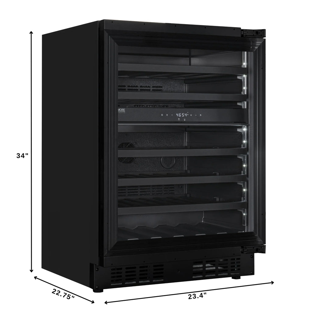 KoolMore Reserve 24 in. Under-Counter Panel Ready Dual Zone Built-in Wine Cooler and 45 Bottle Capacity in Black