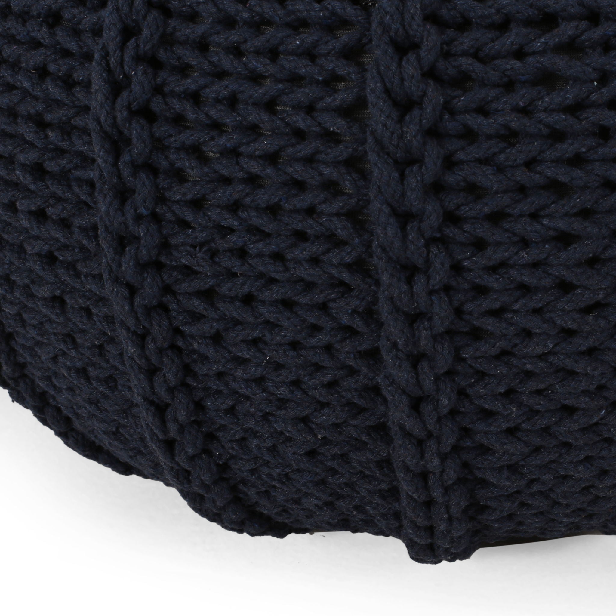 Bordeaux Knitted Cotton Round Pouf Ottoman and Floor Cushion