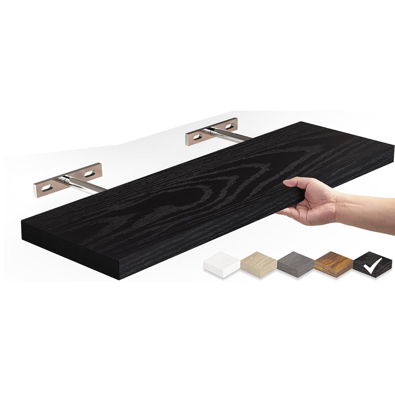 Solid Wood Floating Wall Shelf - Minimalist Hanging Storage for Home and Office