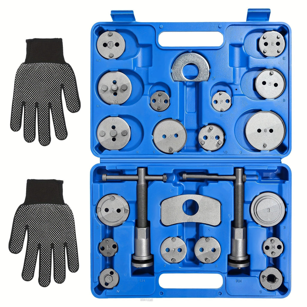 Portable Brake 22pcs. Tool Set Rewind Caliper Pistons, Seal Damage, Brake Pad