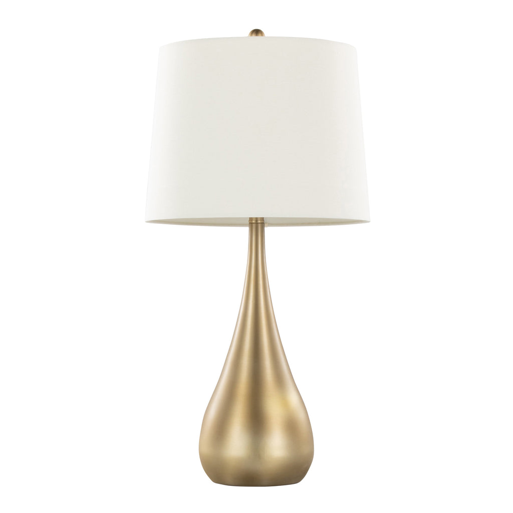 Pebble 29" Contemporary Metal Table Lamp Set in Gold with White Linen Shades - Set of 2